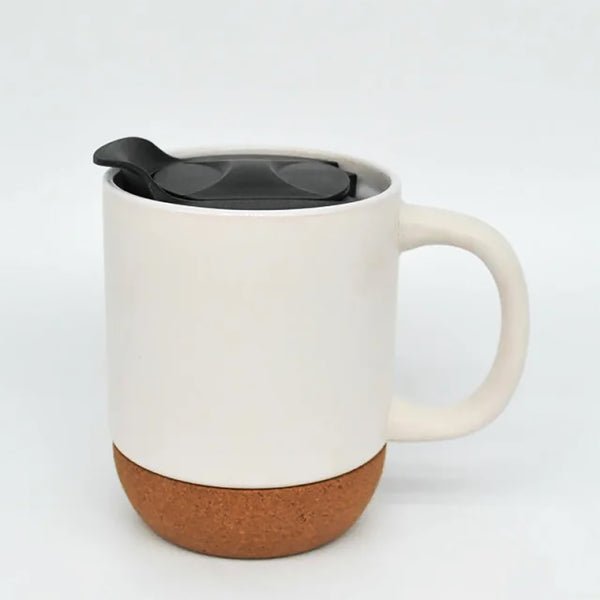 Matte White Ceramic Mug with Lid