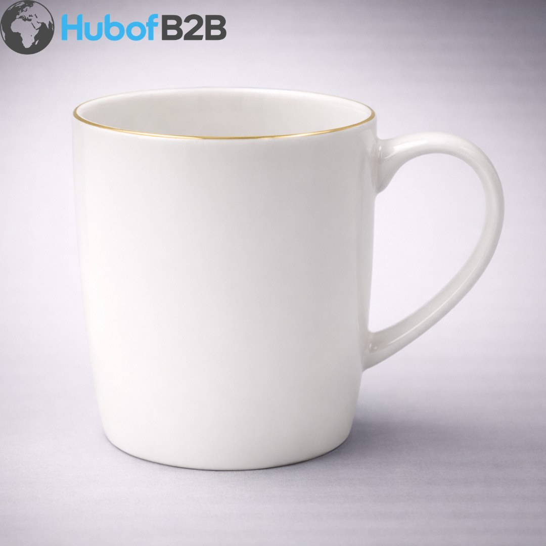 White Bone China Mug with Golden Rim